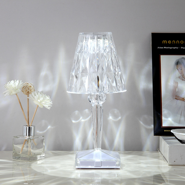 Rose Crystal Table Lamp with USB Charging